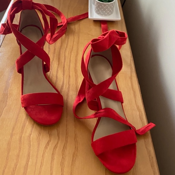 Womens Chunky Ankle Strappy Pumps Lace Up High Heels Sandals - Picture 6 of 6